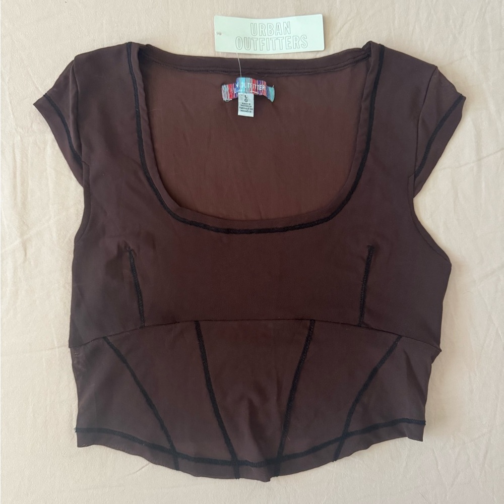 Urban Outfitters Brown Sheer Women's Top